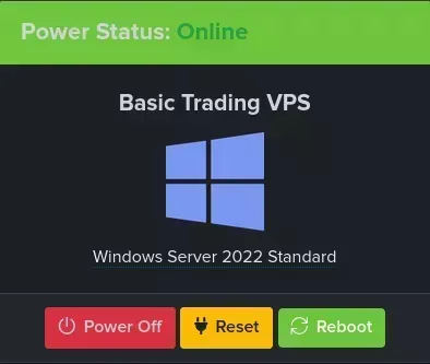 A service's Power Status pane with the name of the service in the center and the Power Control button on the bottom.