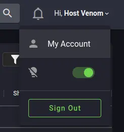 The "Hello, User!" greeting, located on the top right of the web page shown on the right side of the notification icon and search bar